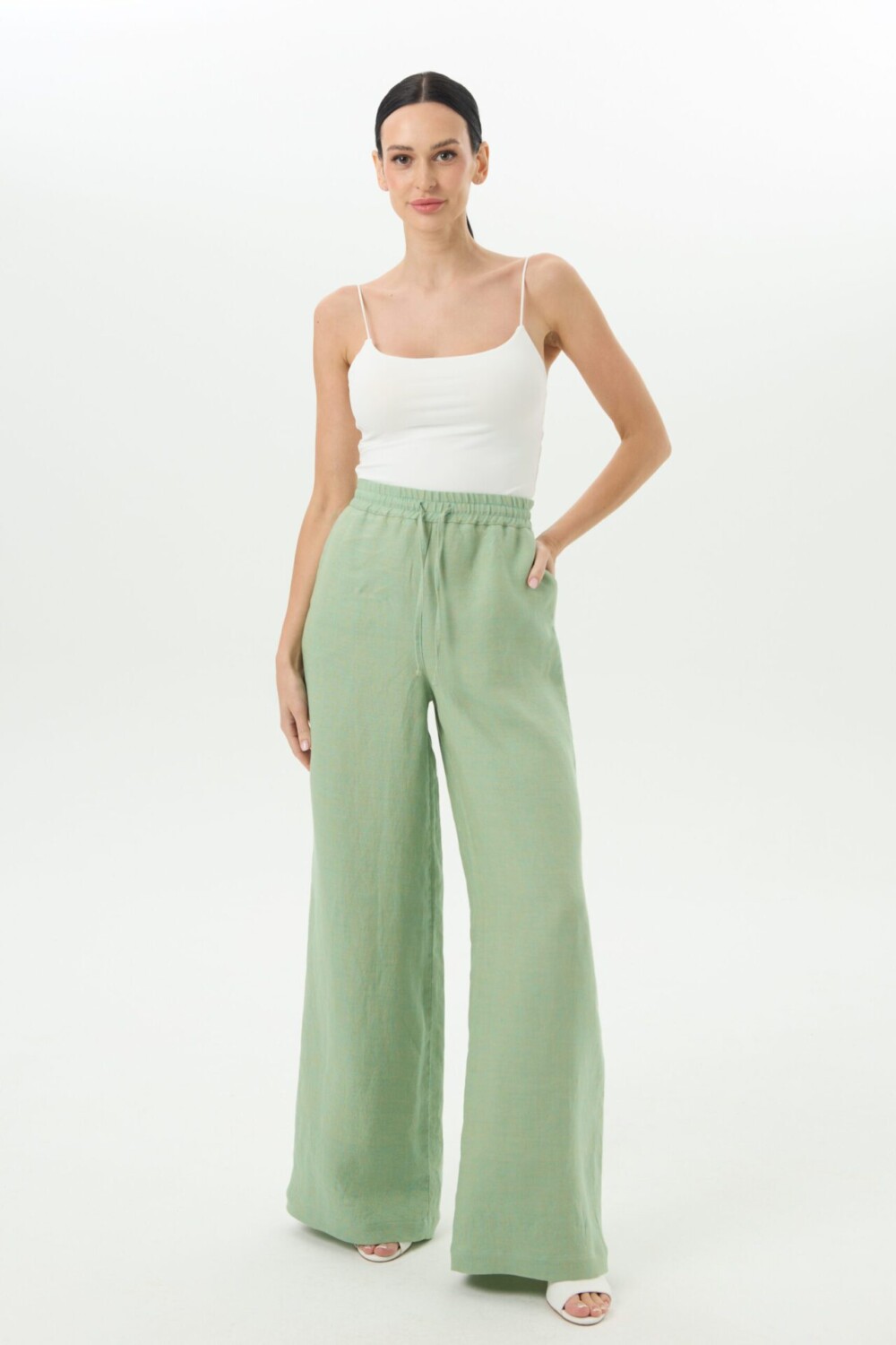Lininės kelnės Stella – Pistachio