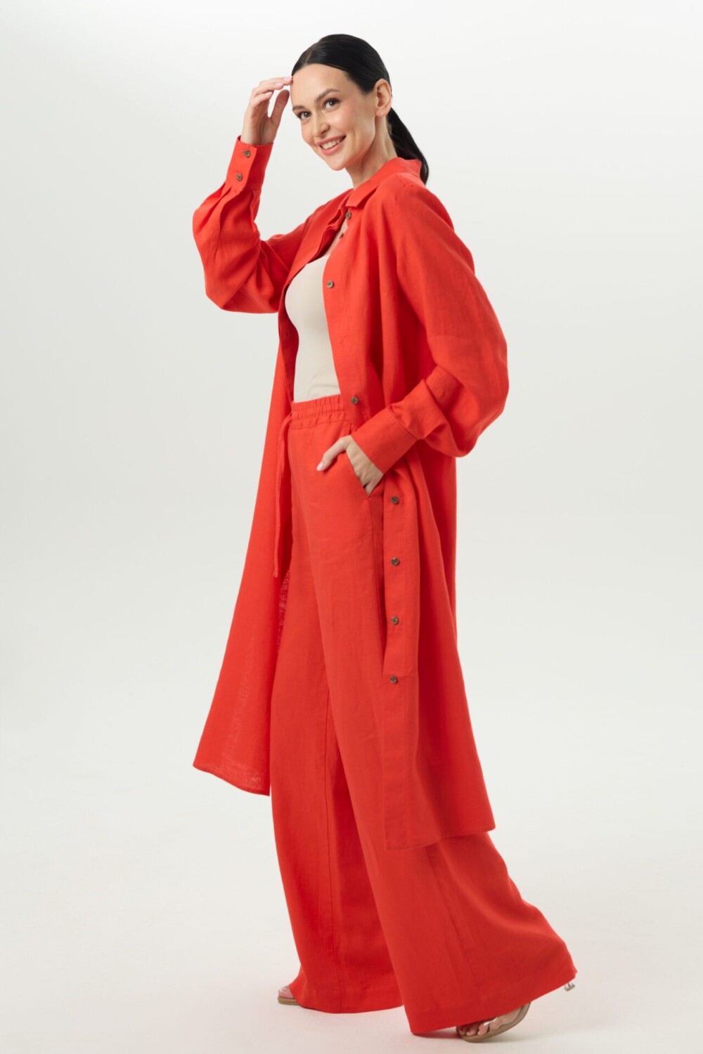 Lininės kelnės Stella – Red