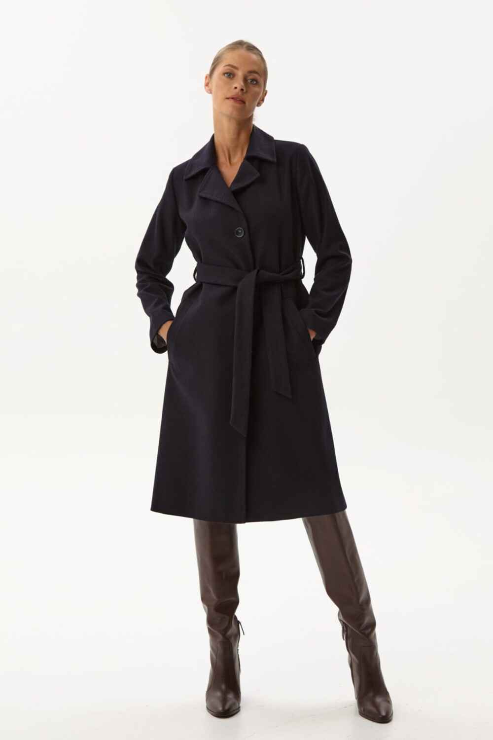 Vilnonis paltas Diletta tamsiai mėlynas