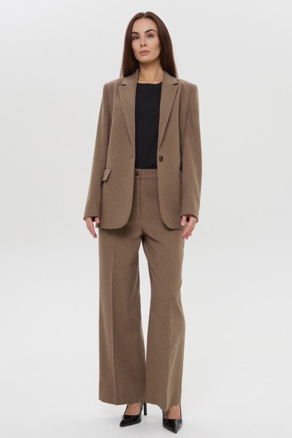 Plačios kelnės Milano - warm taupe